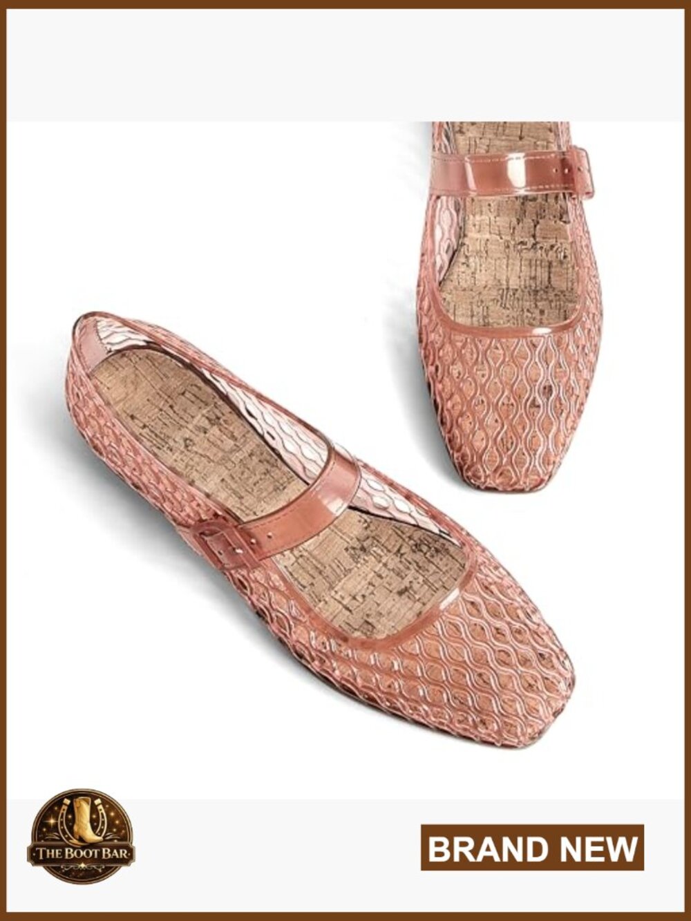 Jelly Mary Jane Ballet Flats Square Toe Low Heel Buckle Closure Sandals - Picture 6 of 7